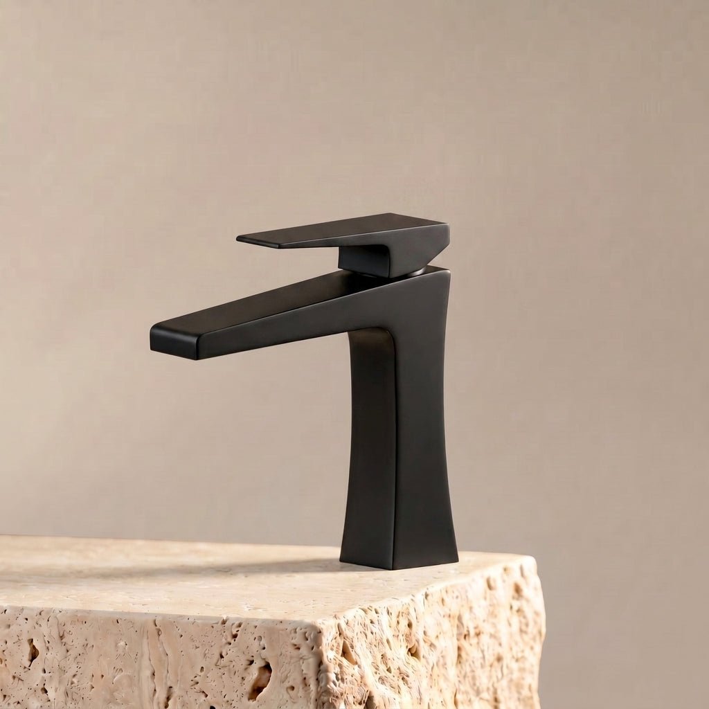 Velva EDGE Collection | Angular Flat - Spout Faucet with Tactile Handle - FaucetMatte Black