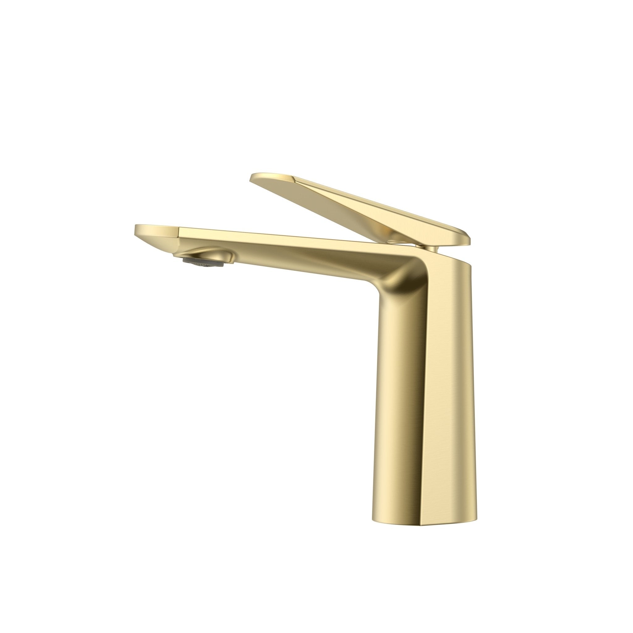 Velva EDGE Collection | Architectural Single - Hole Bathroom Faucet in Solid Brass - FaucetBrushed Gold