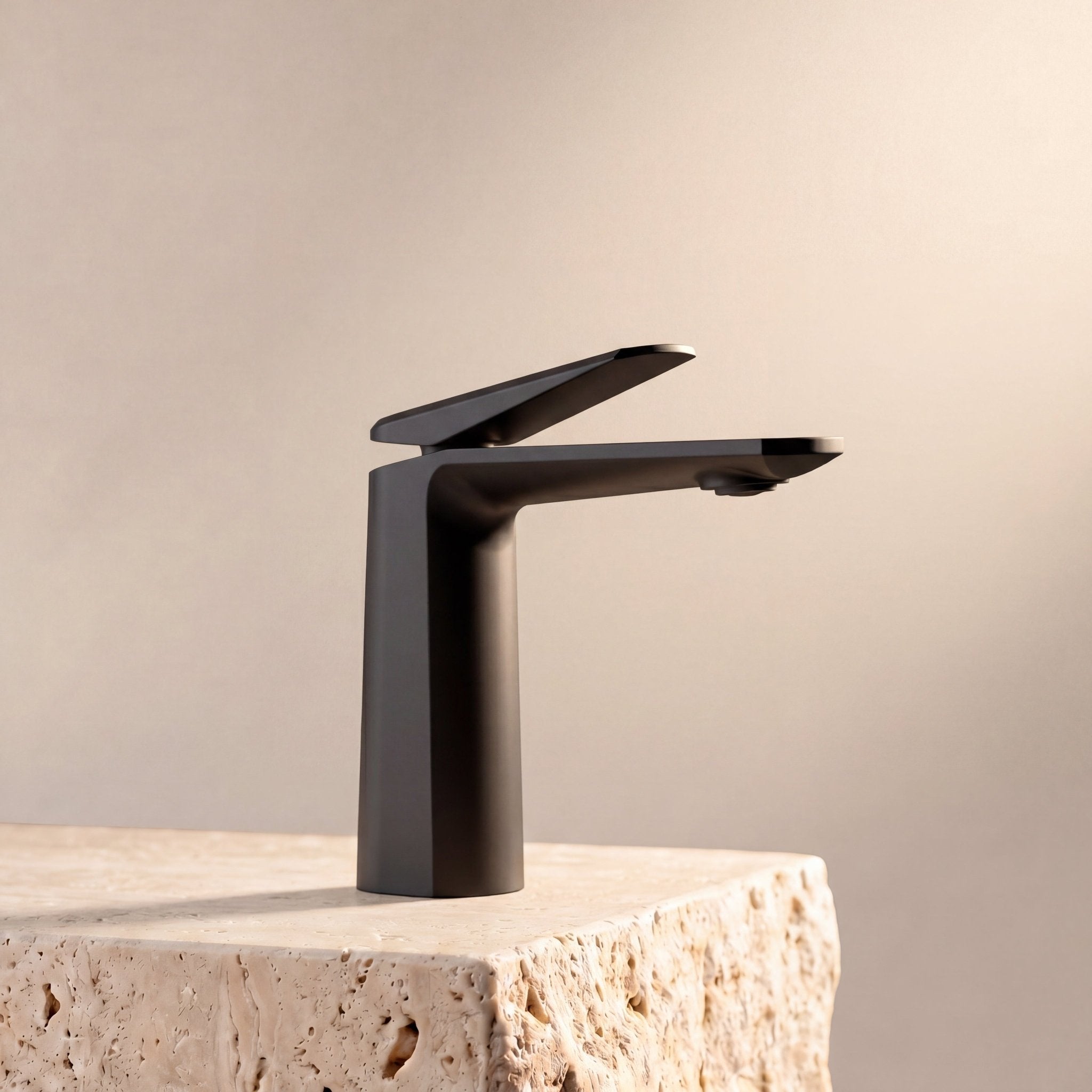 Velva EDGE Collection | Architectural Single - Hole Bathroom Faucet in Solid Brass - FaucetMatte Black