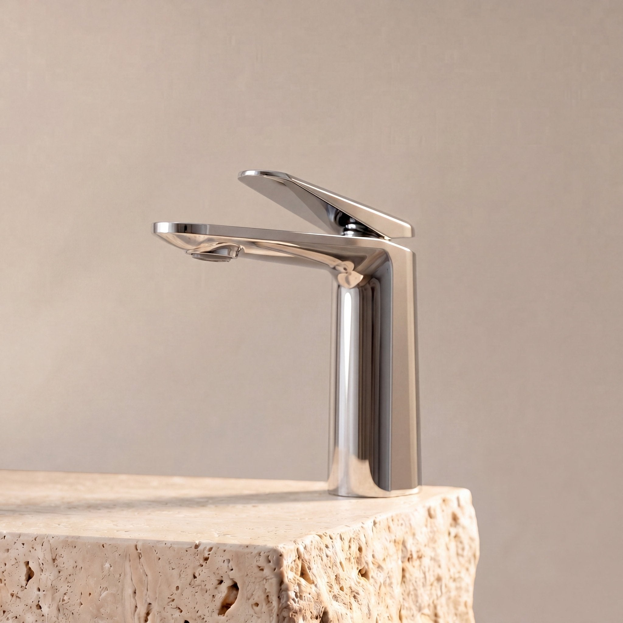 Velva EDGE Collection | Architectural Single - Hole Bathroom Faucet in Solid Brass - FaucetPolished Chrome