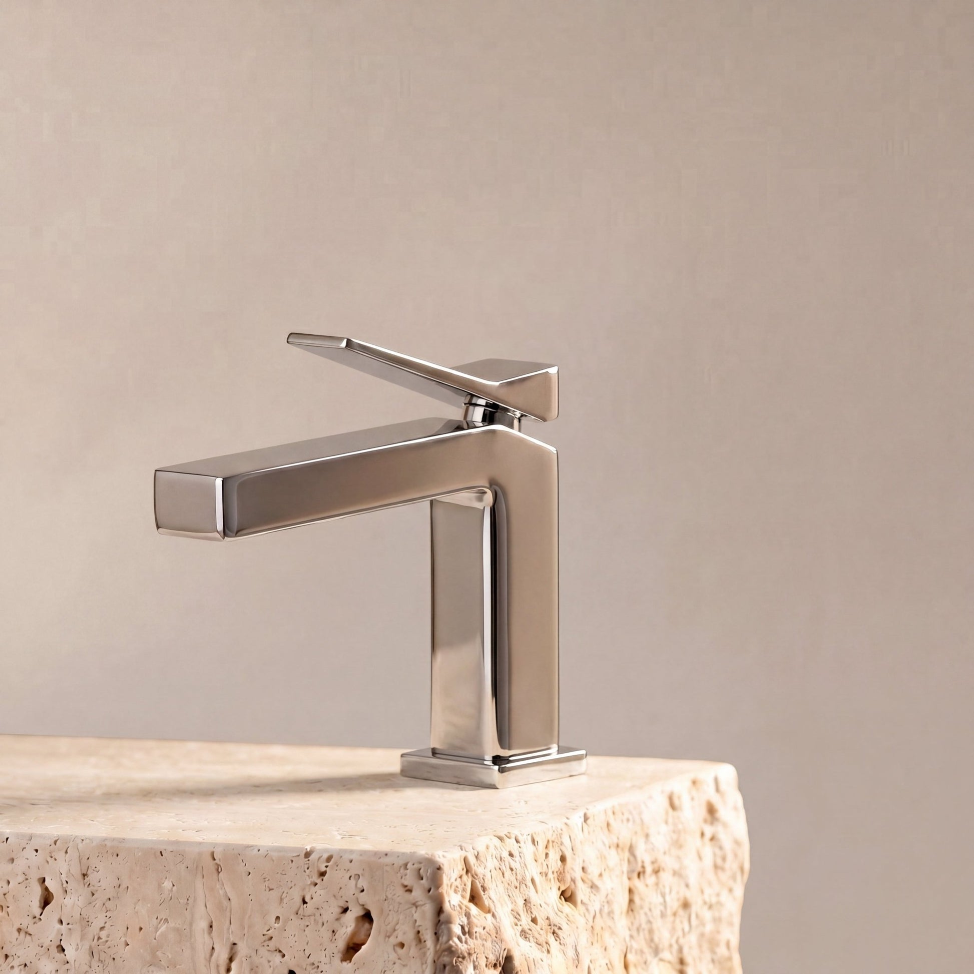 Velva EDGE Collection | Forward - Leaning Angular Faucet in Solid Brass (cUPC) - FaucetPolished Chrome