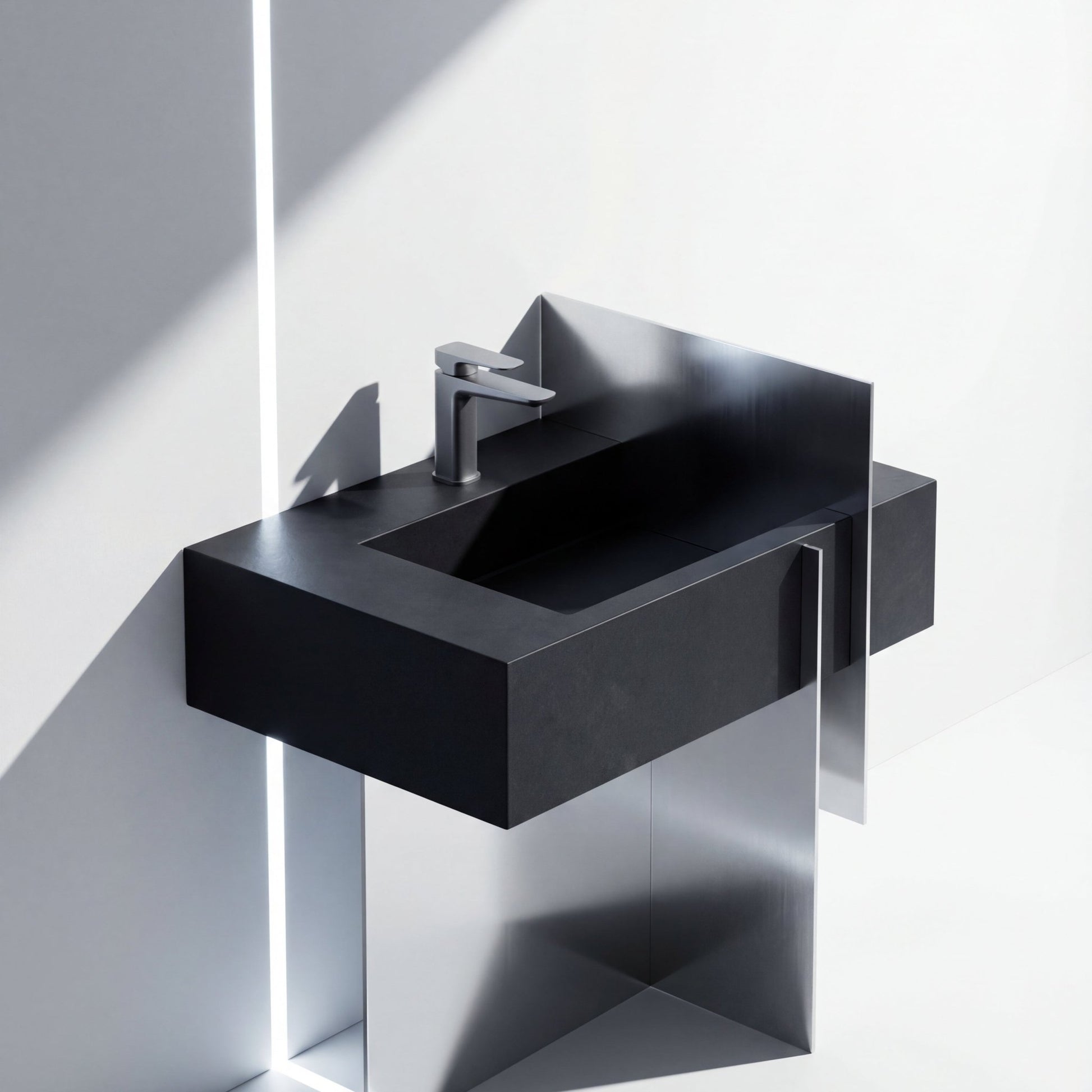 Velva EDGE Collection | Modern Geometric Flat Spout Faucet in Solid Brass - FaucetPolished Chrome
