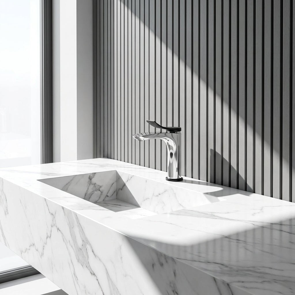 Velva GEMMA Collection | Dual - Tone Faucet with Sculpted Aero Handle (cUPC) - FaucetPolished Chrome