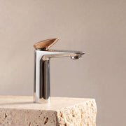 Velva GEMMA Collection | Dual - Tone Single - Hole Faucet with Rose Gold Crown - FaucetPolished Chrome