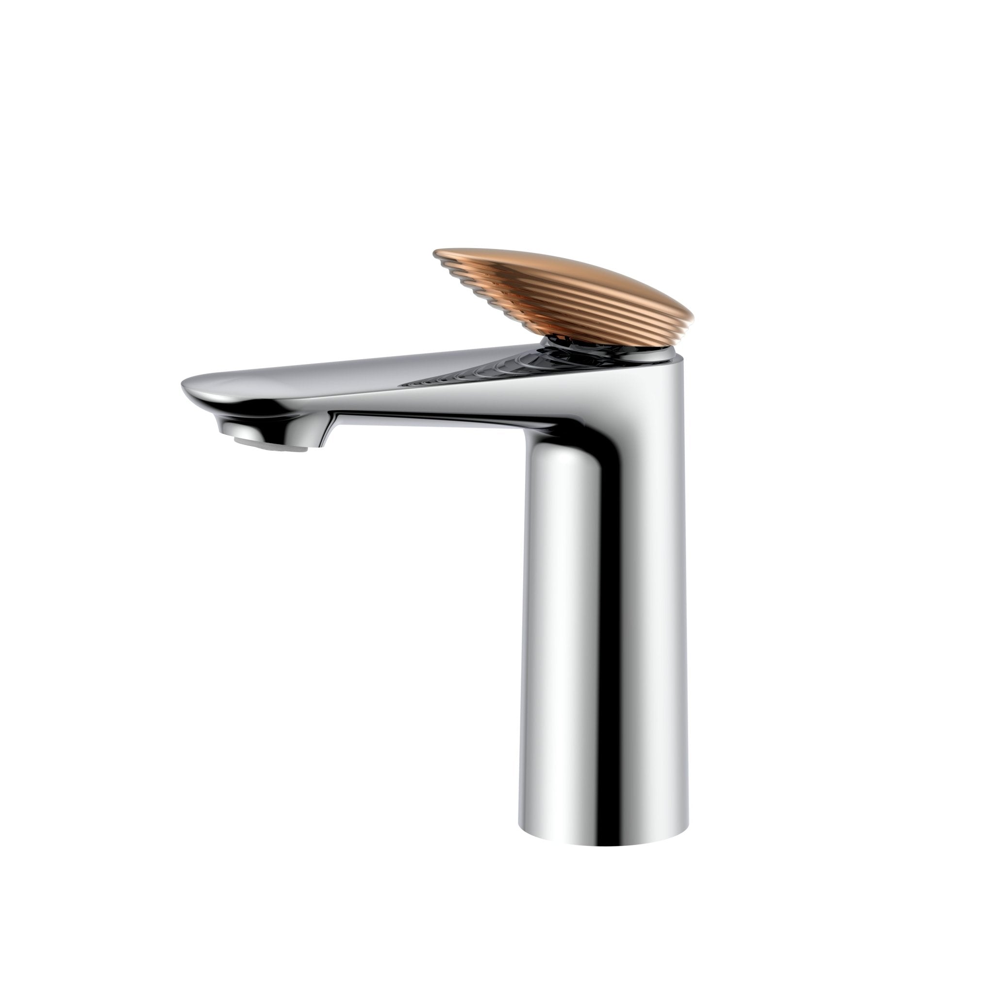 Velva GEMMA Collection | Dual - Tone Single - Hole Faucet with Rose Gold Crown - FaucetPolished Chrome