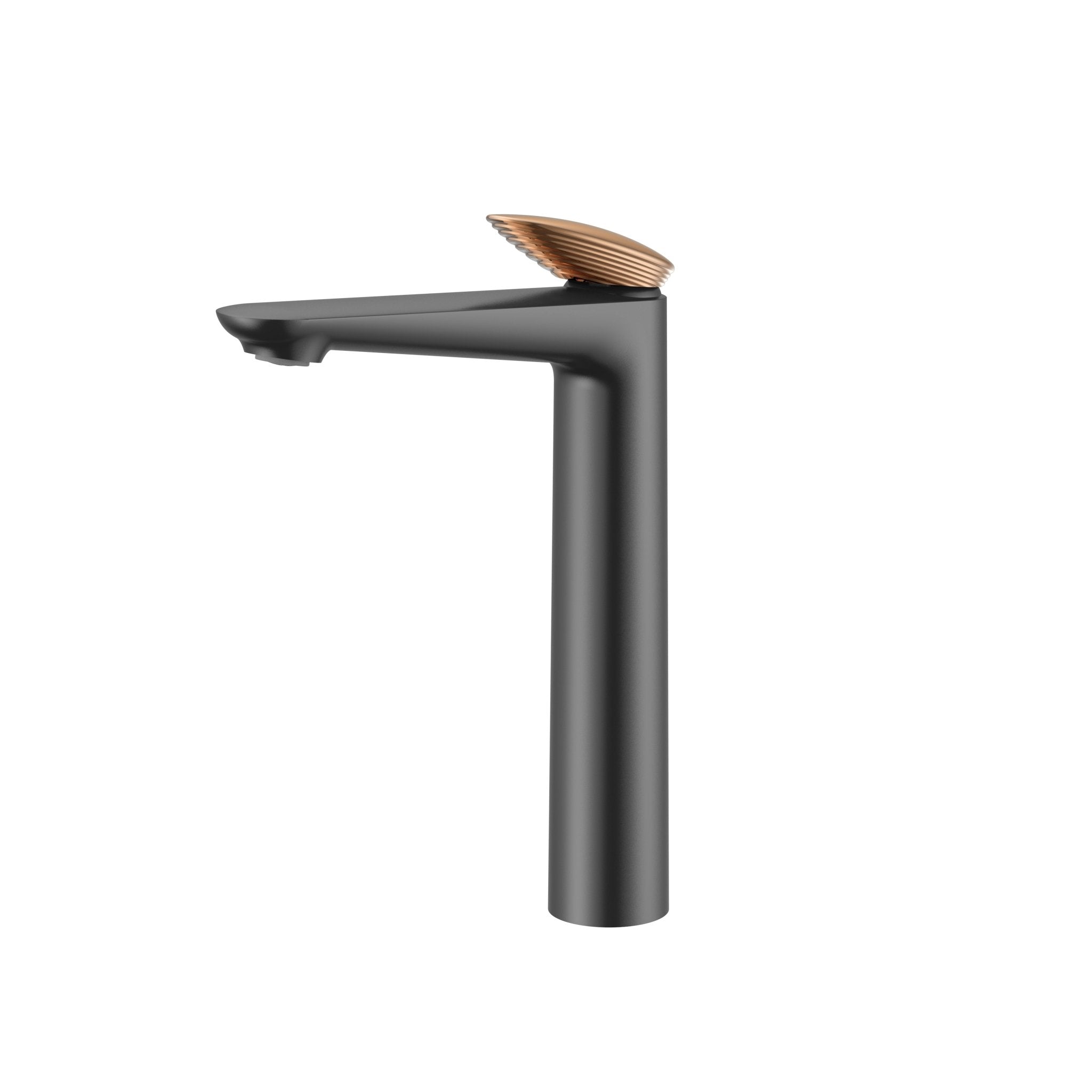 Velva GEMMA Collection | Dual - Tone Tall Vessel Faucet with Rose Gold Crown - FaucetGun Metal