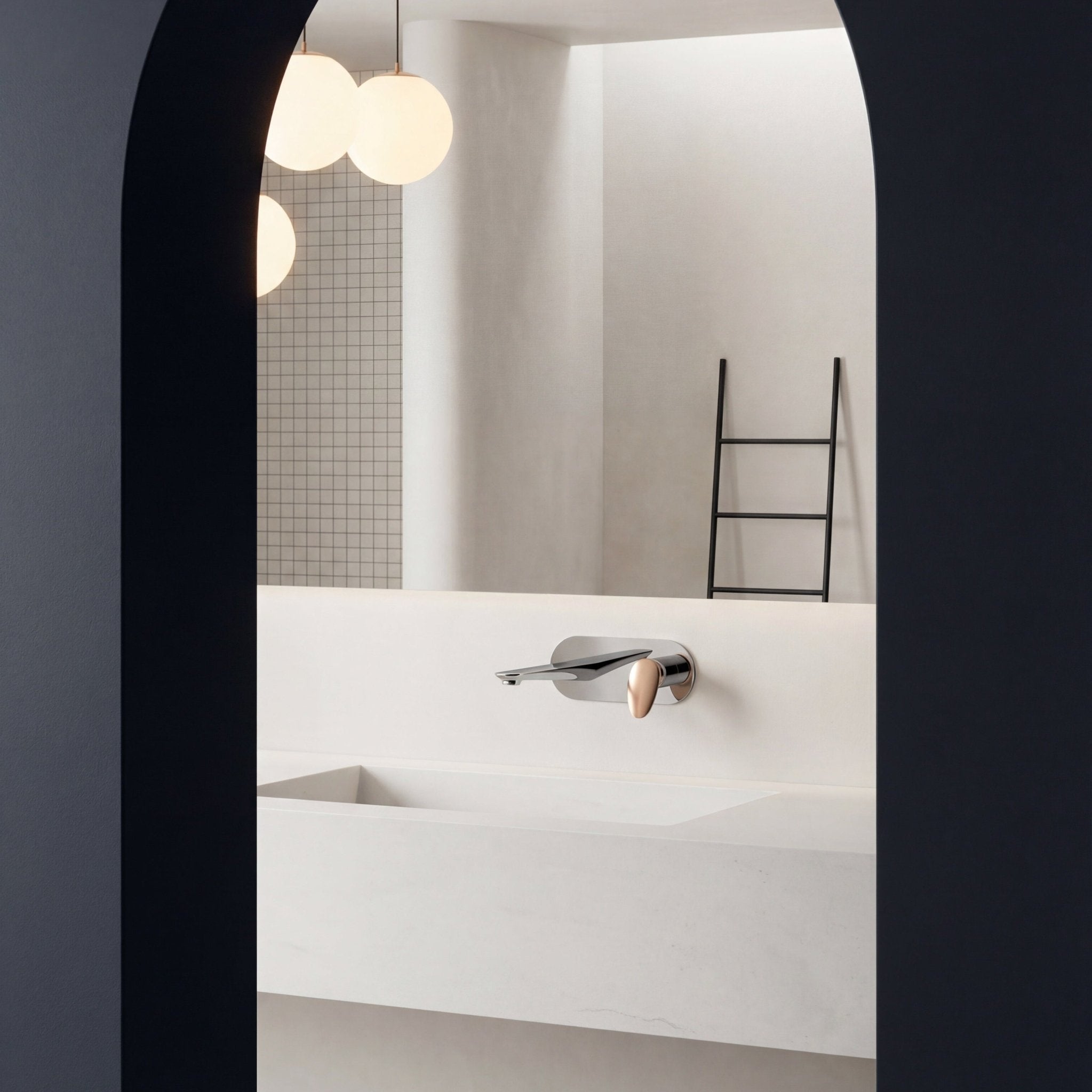 Velva GEMMA Collection | Dual - Tone Wall - Mounted Faucet with Rose Gold Crown - FaucetPolished Chrome