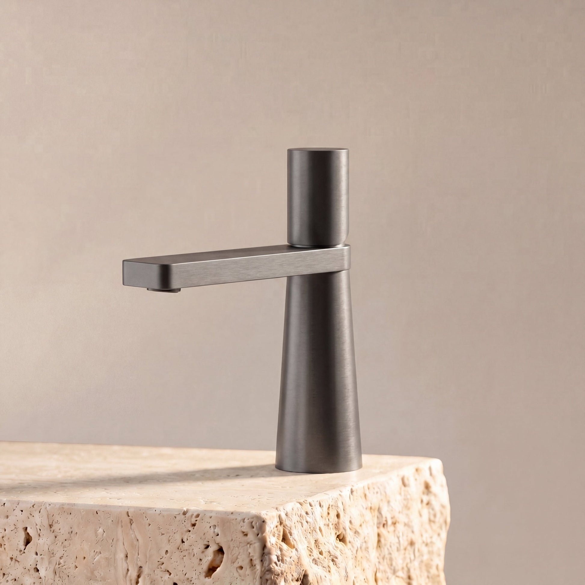 Velva LUNA Collection | Tapered Sculptural Single - Hole Faucet - FaucetGun Metal