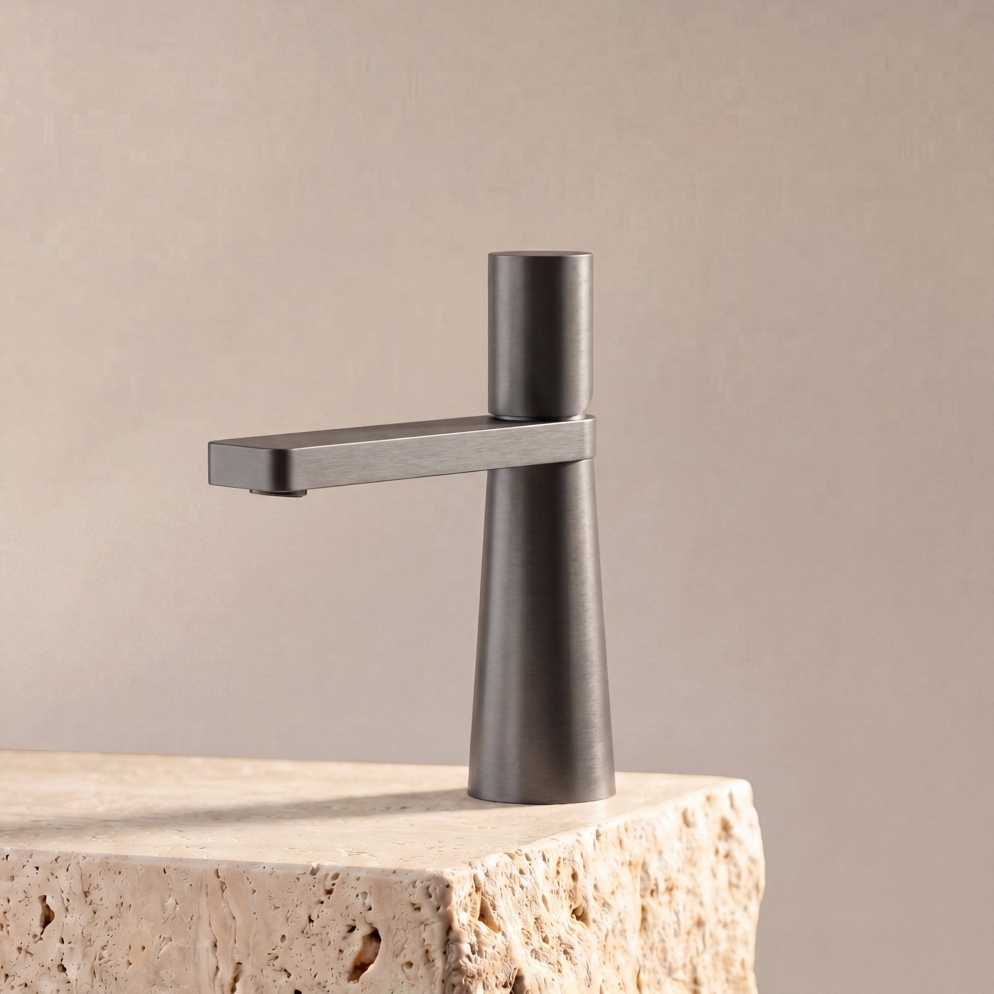 Velva LUNA Collection | Tapered Sculptural Single - Hole Faucet - FaucetGun Metal