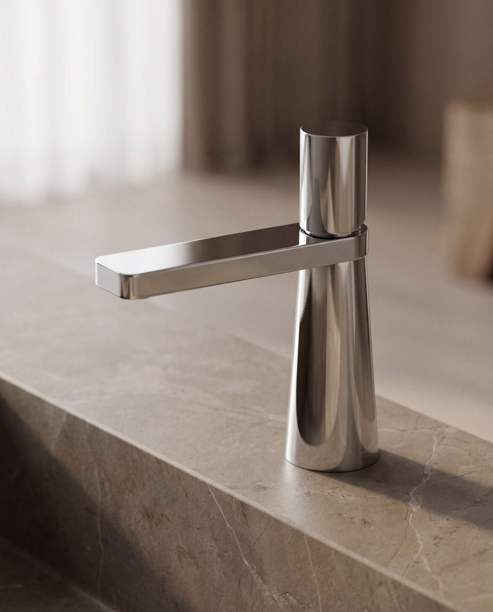 Velva LUNA Collection | Tapered Sculptural Single - Hole Faucet - FaucetPolished Chrome