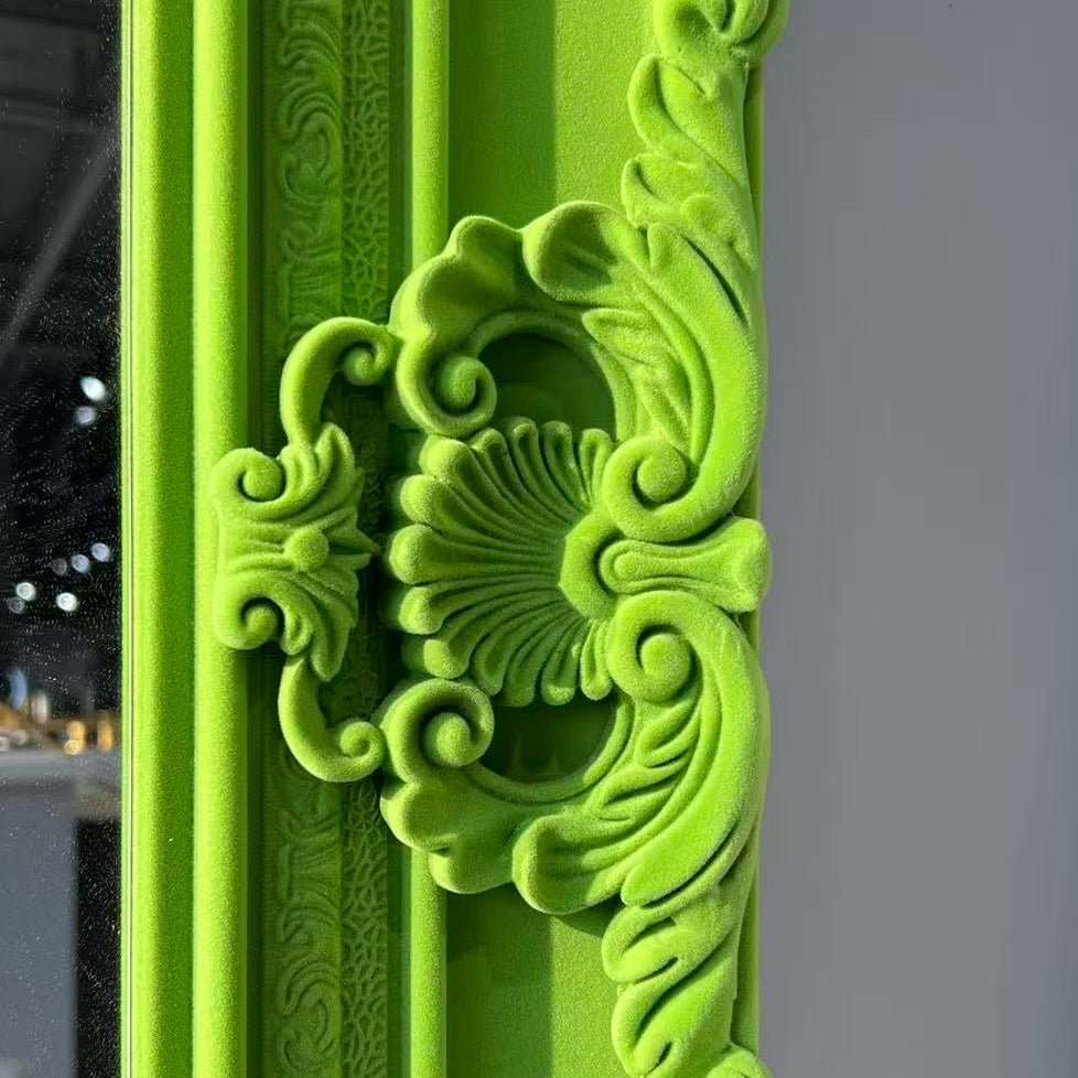 Velvet Texture Full Length Floor Mirror - Neon Green