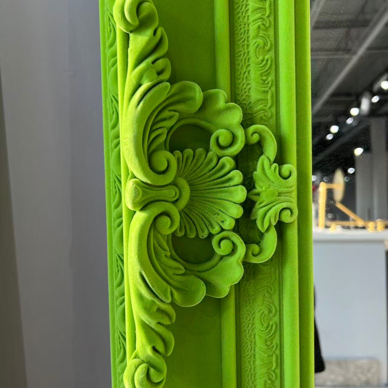 Velvet Texture Full Length Floor Mirror - Neon Green