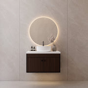 Vessel Sink Vanity — Floating Plywood Cabinet with Sintered Stone Top, Espresso Walnut -Vanity36"