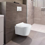 Wall - Mounted Rimless Toilet with Soft Close UF Seat Cover, Dual - Flush Mechanism, and Glossy White Finish - toilet NeoNova Decor