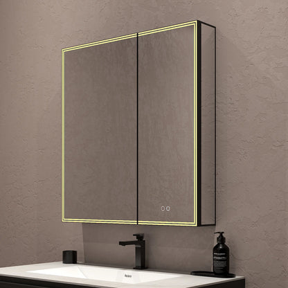 30"x32" LED Medicine Cabinet – Blum Hinges, Makeup Mirror, Built-in Outlet