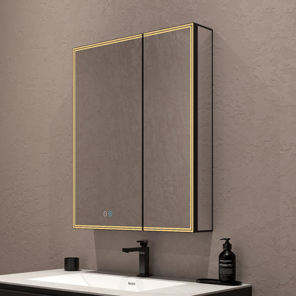 26"x32" LED Medicine Cabinet – Full Mirror Interior, Anti-Fog, Outlet & USB, Blum Hinges