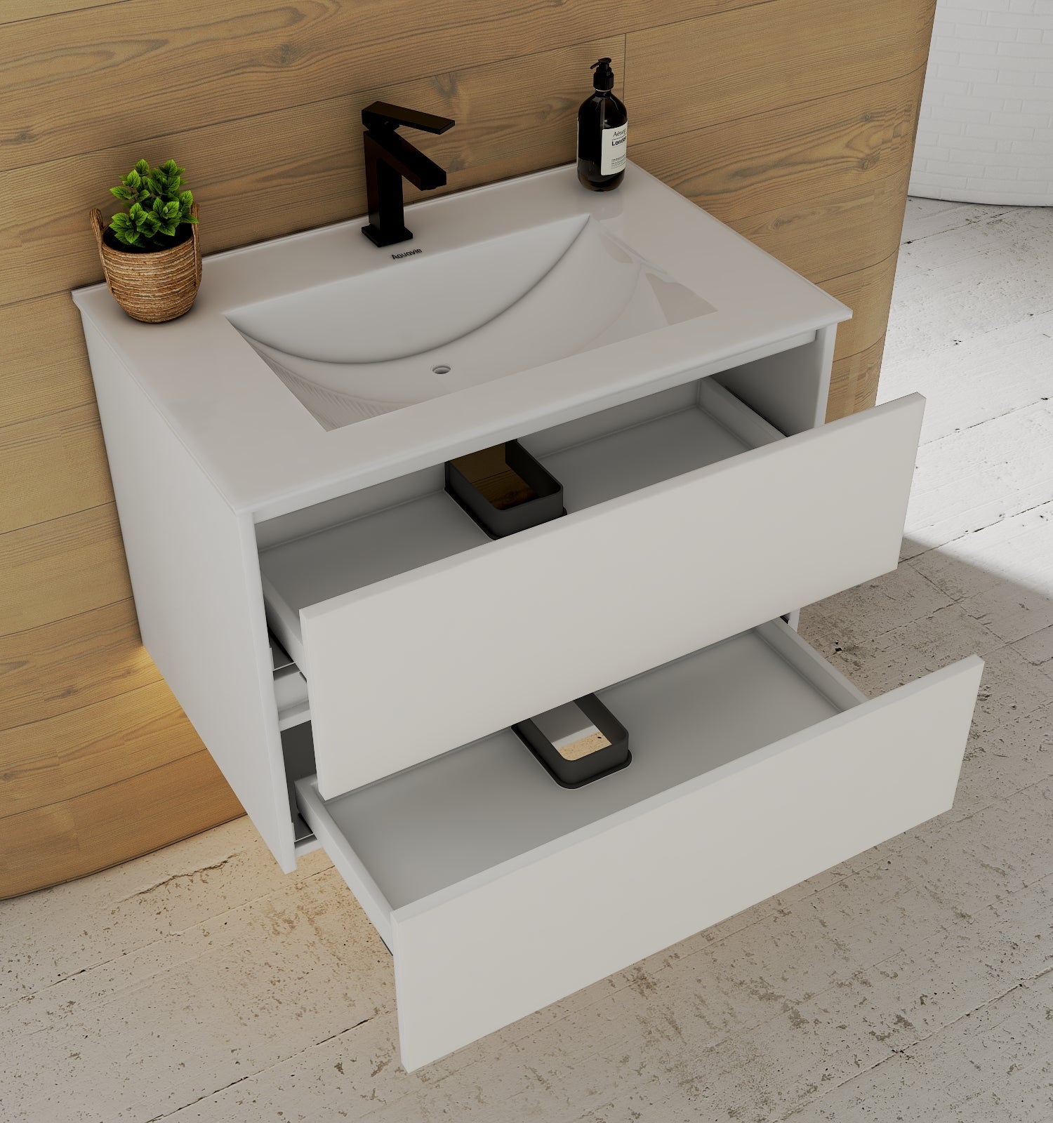 White Bathroom Vanity with Ceramic Sink – 24"/28" - Vanity24" NeoNova Decor
