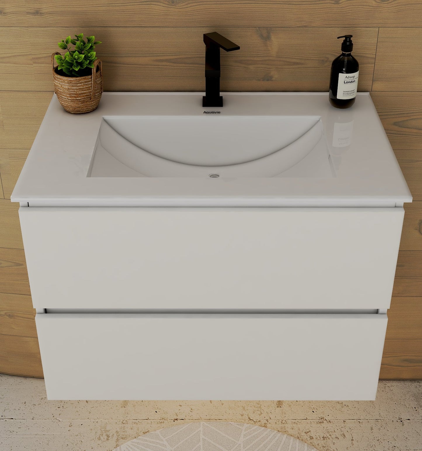 White Bathroom Vanity with Ceramic Sink – 24"/28" - Vanity28" NeoNova Decor