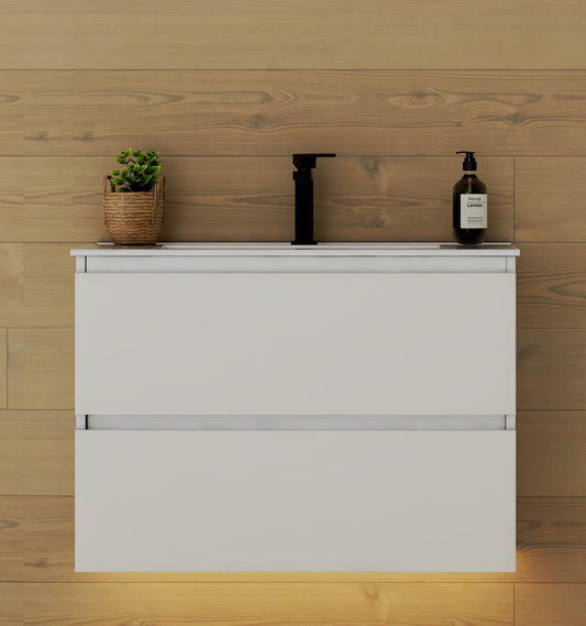 White Bathroom Vanity with Ceramic Sink – 24"/28" - Vanity28" NeoNova Decor