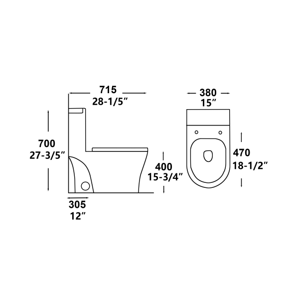 White Dual - Flush Siphonic One - Piece Toilet - toilet NeoNova Decor