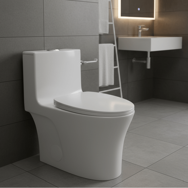 White Dual - Flush Siphonic One - Piece Toilet - toilet NeoNova Decor