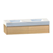 60"/ 71" Smoked Oak Double Sink Stone Top with Floating Bathroom Vanity